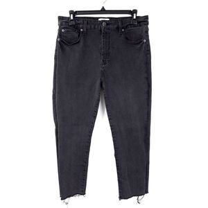 Pistola High Waist Skinny Crop Jeans Raw Hem Black Wash Size 30
